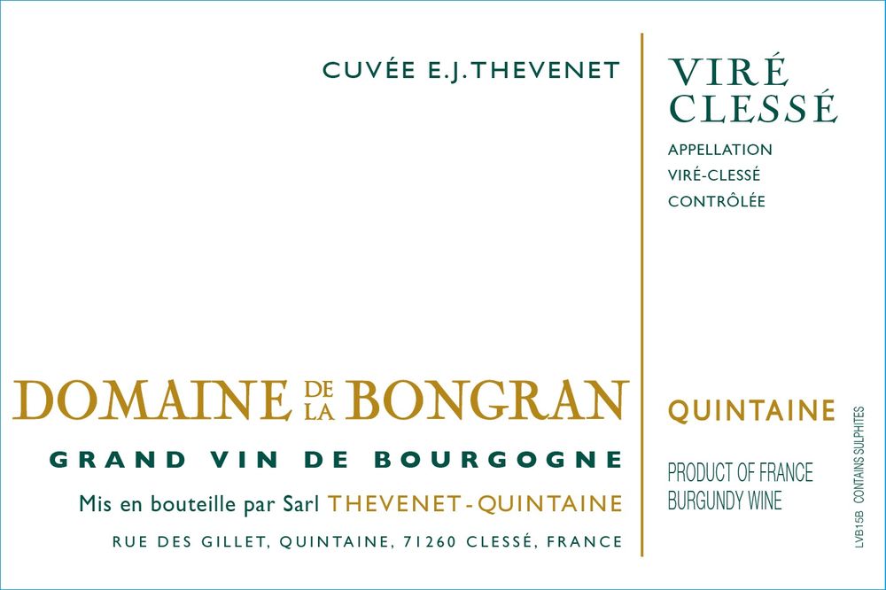 2020 Vire Clesse - CUVEE EJ THEVENET Domaine de la Bongran Vire Clesse