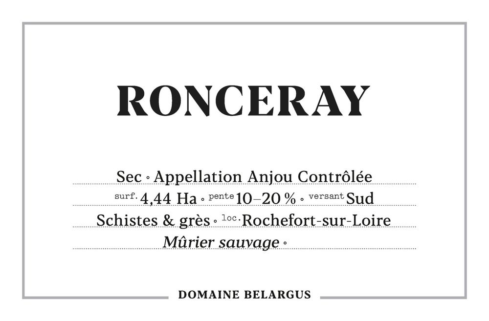 2022 Ronceray Domaine Belargus Anjou