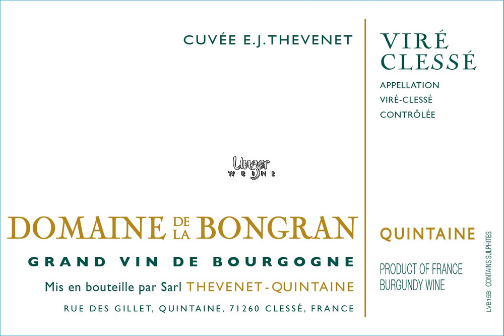 2020 Vire Clesse - CUVEE EJ THEVENET Domaine de la Bongran Vire Clesse