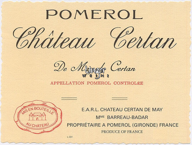 1990 Chateau Certan de May Pomerol