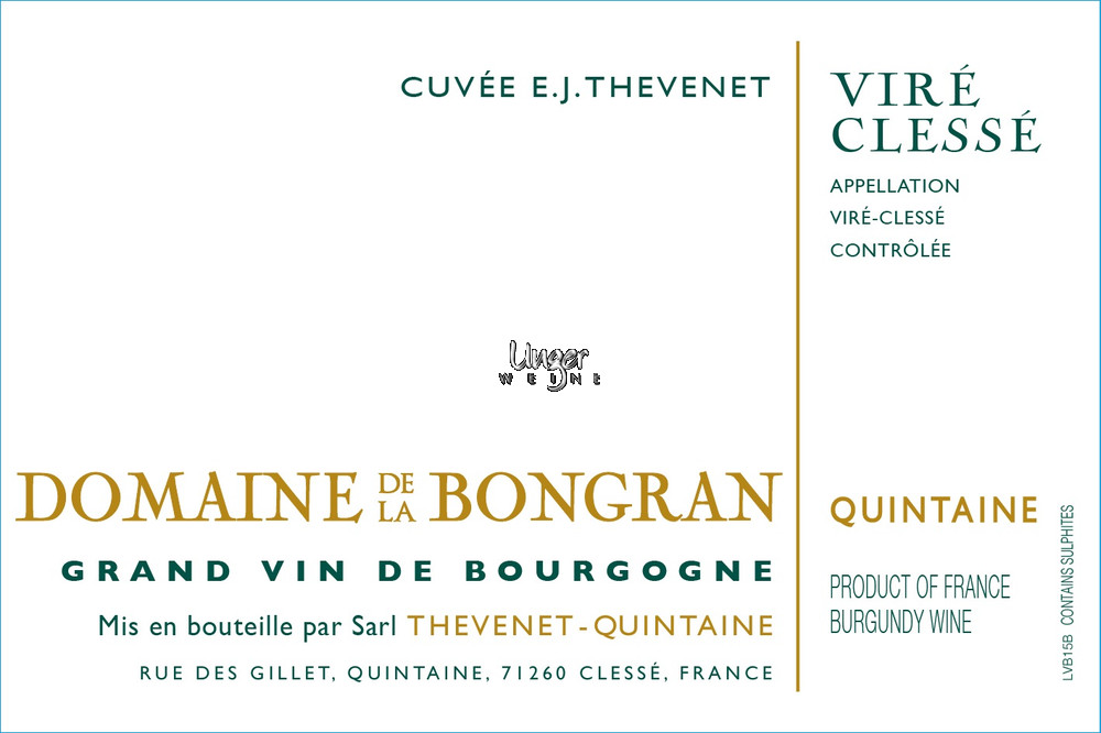 2016 Vire Clesse - CUVEE EJ THEVENET Domaine de la Bongran Vire Clesse
