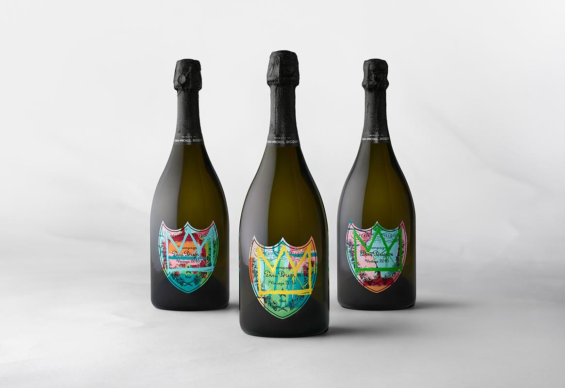 DOM PÉRIGNON Vintage 2015 - Special Edition Tribute to Jean-Michel Basquiat 3er Set   (blue / yellow / green)