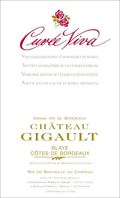 2000 Chateau Gigault Cuvee Viva Cotes Blaye
