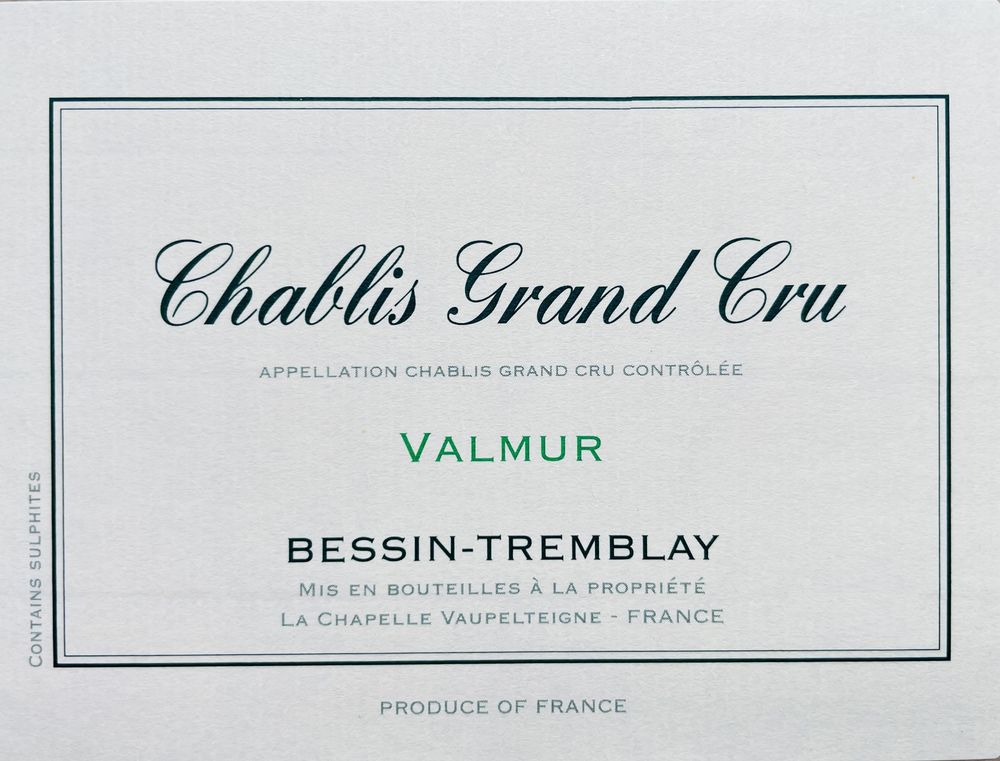 2023 Chablis Valmur Grand Cru Domaine Bessin Tremblay Chablis